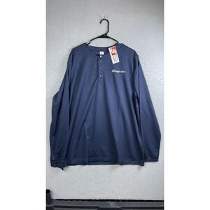 Snap-on Shirt Mens 2XL Navy Blue Long Sleeve Henley‎ Performance Tech Polyester
